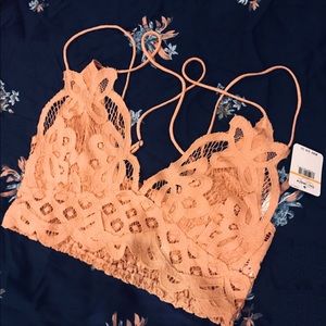 Free People crop top lace NWT light orange